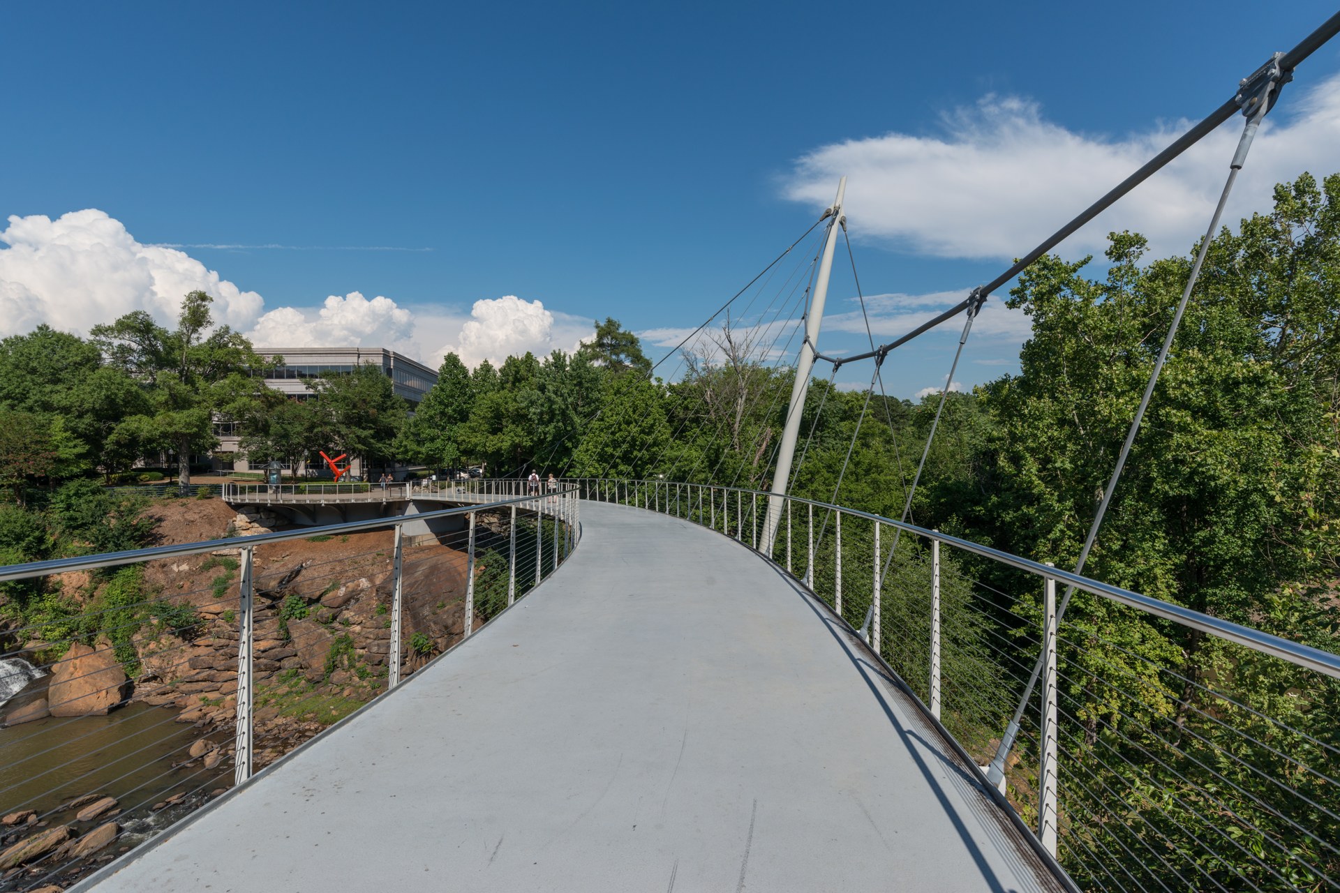 Liberty Bridge crossing Falls Park on the Reedy in Greenville, South Carolina