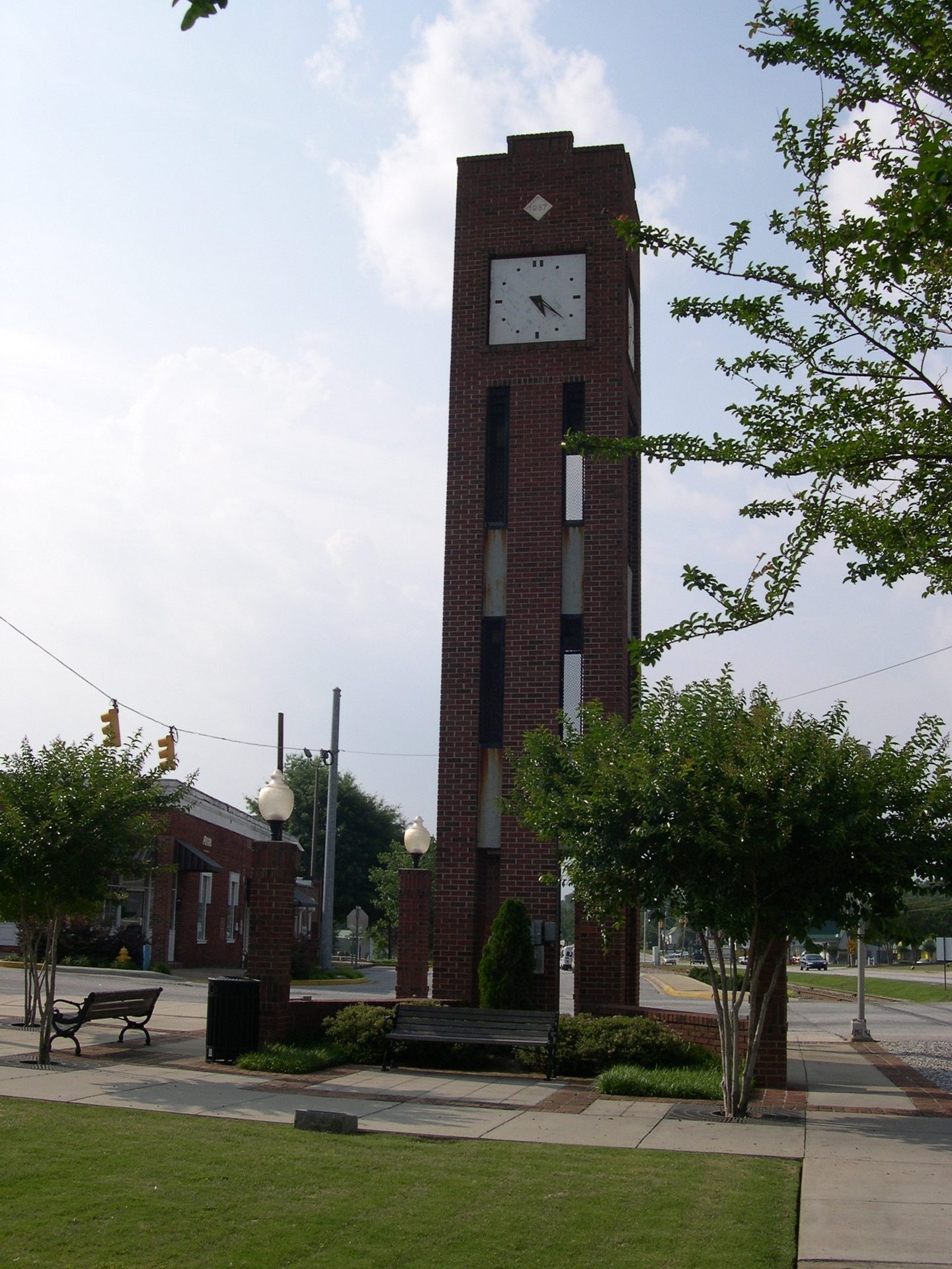 The clock tower in downtown Simpsonville, South Carolina
